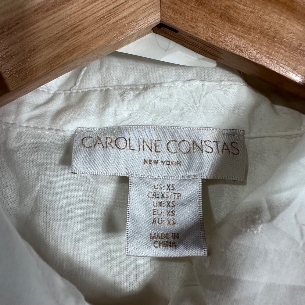 Caroline Constas White Cotton Eyelet Embroidered Cropped Blouse Top XS - Picture 3 of 7
